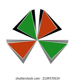 This is an x-shaped logo consisting of 4 triangles