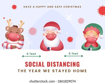 This Year We Celebrate Merry Christmas At Home With Maintain Social Distancing To Prevent From Coronavirus. Can Be Used As Poster Design.