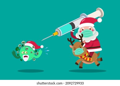 This year's Christmas gift, the world's population asks for the Santa Claus coronavirus vaccine. Merry Christmas cutout element for Holiday cards, invitations and website celebration decoration.
