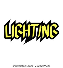 This is a yellow and black lighting text gravity design, suitable for designs, stickers, banners, t-shirts, content, wallpapers, soft cases, cellphones, motorbikes, cars, gaming, children's toys and o