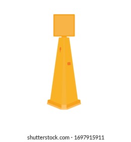 This is a yellow cone warning sign. 