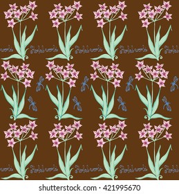 This yellow pattern with color image of a series of "herbal world." It can be used as background, for decorating textiles and packaging, decorating bags, boxes, suitcases and backpacks.