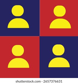 This is a yellow user icon, commonly used to represent a profile or account. It features a simple design with a circle for the head and a semicircle for the body.