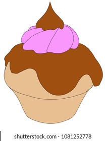 This is a so yummy muffin, it's just a sweet muffin, chocolate and strawberry cream tops, a pity not to taste it! A bakery goodie for your projects