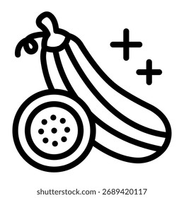 Este ícone de abobrinha é adequado para legumes, vegetariano, comida orgânica, etc.