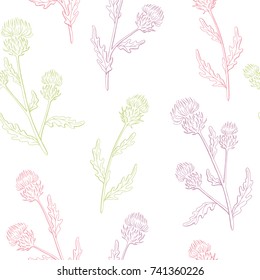 Thistle flower graphic color seamless pattern sketch illustration vector