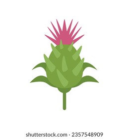 Thistle flower icon flat vector. Silymarin plant. Milk scottish isolated