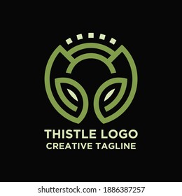 Thistle flower logo design vector 