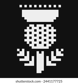 Thistle pixel art background. Flower of Scotland.  Stickers design. Isolated vector illustration. 