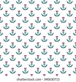 Thistle seamless pattern, floral emblem of Scotland background, vector