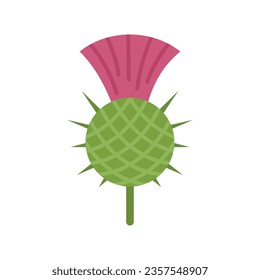Thistle silybum icon flat vector. Flower scottish. Circle plant isolated