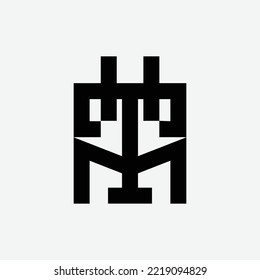THM monogram vector logo. Three letters logo made from interconnected lines. Suitable for company, fashion, product, brand, business, and industry.