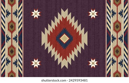 thnic Navajo seamless pattern. Vector modern color ethnic southwest pattern use for carpet, rug, tapestry, upholstery, home decoration elements. Ethnic boho southwest border stripes fabric design.