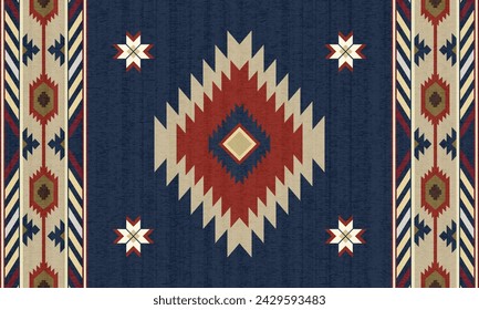 thnic Navajo seamless pattern. Vector modern color ethnic southwest pattern use for carpet, rug, tapestry, upholstery, home decoration elements. Ethnic boho southwest border stripes fabric design.