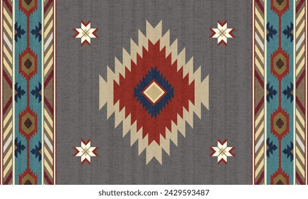 thnic Navajo seamless pattern. Vector modern color ethnic southwest pattern use for carpet, rug, tapestry, upholstery, home decoration elements. Ethnic boho southwest border stripes fabric design.