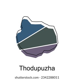 Thodupuzha-Karte. Vektorkarte des indischen Landes. Grenzen für Ihre Infografik. Design-Vorlage für Vektorgrafiken