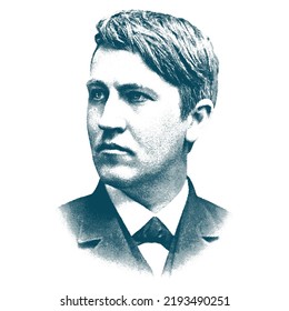 Thomas A. Edison, engraving illustration