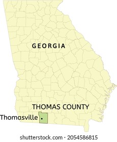 Thomas County and city of Thomasville location on Georgia state map