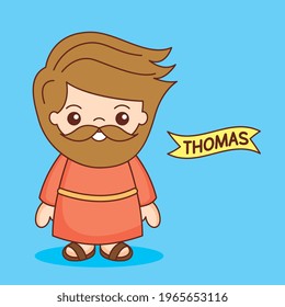 thomas disciple of jesus cartoon. vector illustration