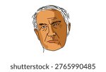 Thomas Edison portrait, flat vector illustration