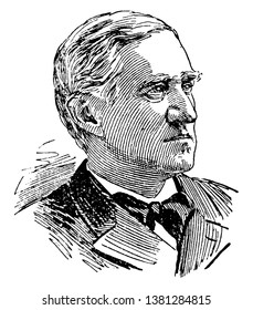 Thomas Francis Bayard, 1828-1898, he was an American lawyer, politician, and diplomat who served as U.S. senator from Delaware, vintage line drawing or engraving illustration
