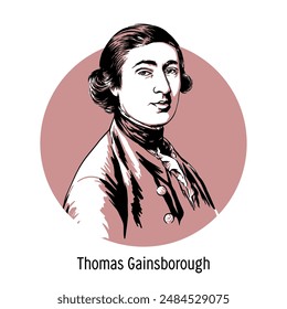 Thomas Gainsborough fue un pintor, acuarelista, dibujante y grabador inglés. Un destacado pintor de paisajes y retratos. Ilustración vectorial dibujada a mano