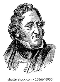 Thomas H. Benton, 1782-1858, he was U.S. senator from Missouri, an architect, and member of the democratic party, vintage line drawing or engraving illustration