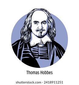 Thomas Hobbes is an English philosopher, one of the founders of modern political philosophy, the theory of the social contract and the theory of state sovereignty. Hand drawn vector illustration