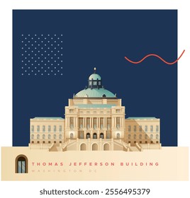 Thomas Jefferson Library of Congress Buildings - Washington DC , USA - Stock Illustration as EPS 10 File