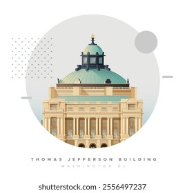 Thomas Jefferson - Main Library - Washington DC , USA - Stock Illustration as EPS 10 File