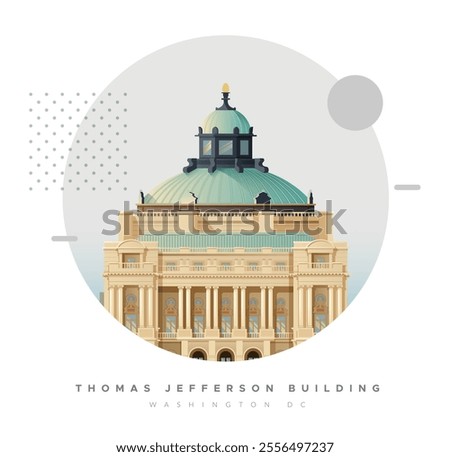 Thomas Jefferson - Main Library - Washington DC , USA - Stock Illustration as EPS 10 File
