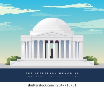 Memorial Thomas Jefferson - Monumento em Washington, D.C., Estados Unidos - Ilustração de Stock como Arquivo EPS 10