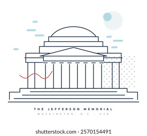 Thomas Jefferson Memorial - Monument in Washington, D.C., United States - Stock Illustration as EPS 10 File