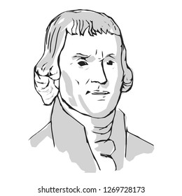 Thomas Jefferson, One of the Authors of the Declaration of Independence, 3rd President of the United States. Vector Illustration.