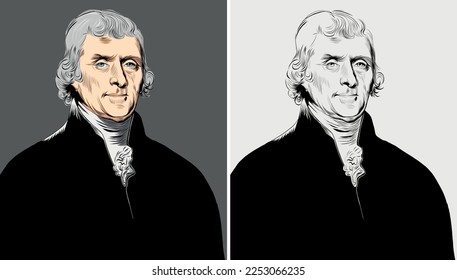 Thomas Jefferson portrait vector graphics