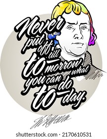 Thomas Jefferson sayings with Portrait. Vector art template for print design such as t-shirts or posters.