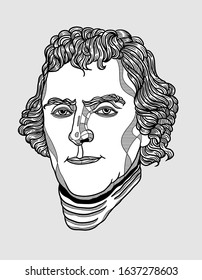 Thomas Jefferson sculpture. Vector illustration hand drawn.