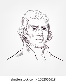 Thomas Jefferson Usa President Vector Sketch Portrait