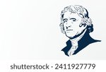 Thomas Jefferson Vector Illustration background, banner, and poster.Vector illustration with blue color, white background, and copy space area