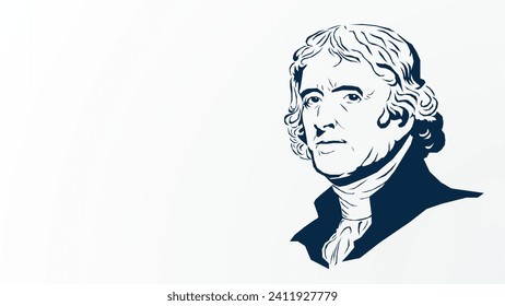 Thomas Jefferson Vector Illustration background, banner, and poster.Vector illustration with blue color, white background, and copy space area