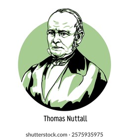 Thomas Nuttall was an English botanist and zoologist of the first half of the 19th century. Hand drawn vector illustration