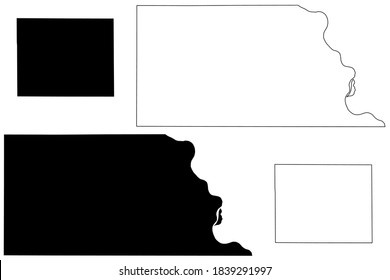 Thomas and Richardson County, Nebraska (U.S. county, United States of America, USA, U.S., US) map vector illustration, scribble sketch map