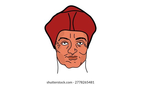 Thomas Wolsey portrait, color vector illustration