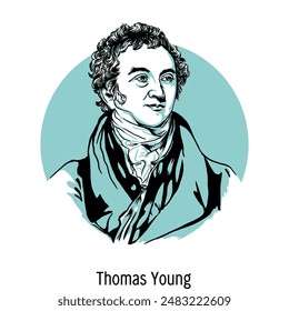 Thomas Young was an English scientist of many fields. Hand drawn vector illustration