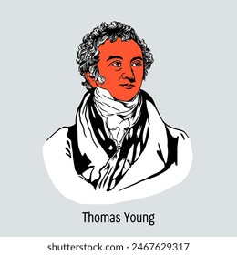 Thomas Young was an English scientist of wide profile: physicist, mechanic, physician, astronomer, philologist and orientalist. Hand drawn vector illustration