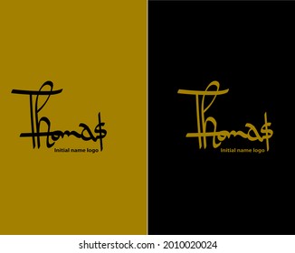 Thomas's handwriting. signature logo for identity hand drawn style