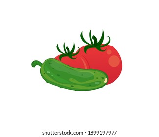 Icono de Thomato y pepino. Vector. 