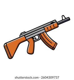 Thompson submachine gun flat illustration white background