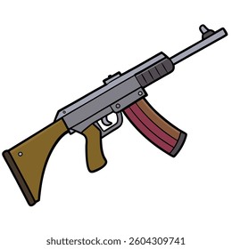 Thompson submachine gun flat illustration white background