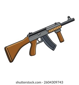 Thompson submachine gun flat illustration white background